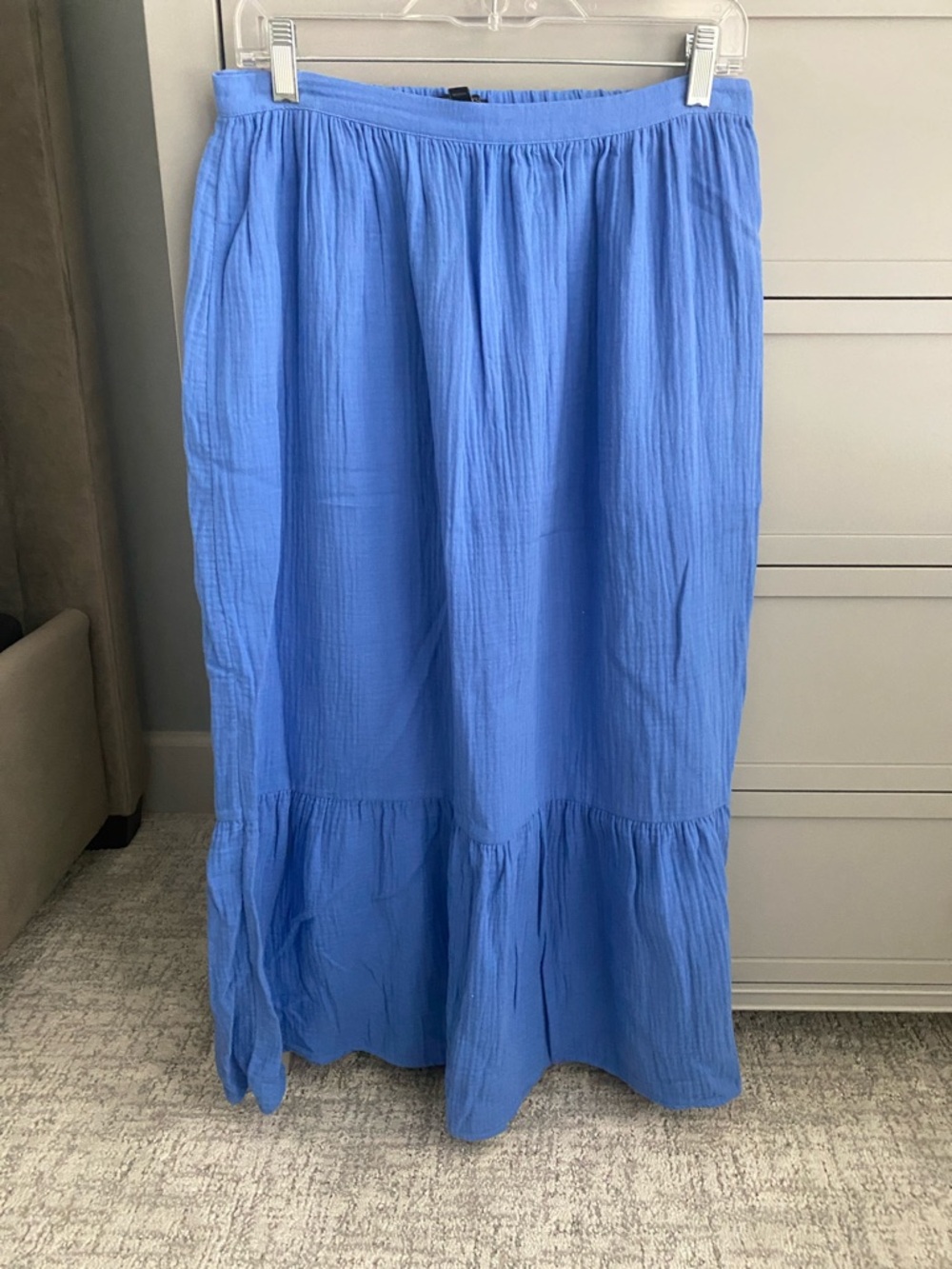 Banana Republic Factory Light Blue Midi Tiered Skirt